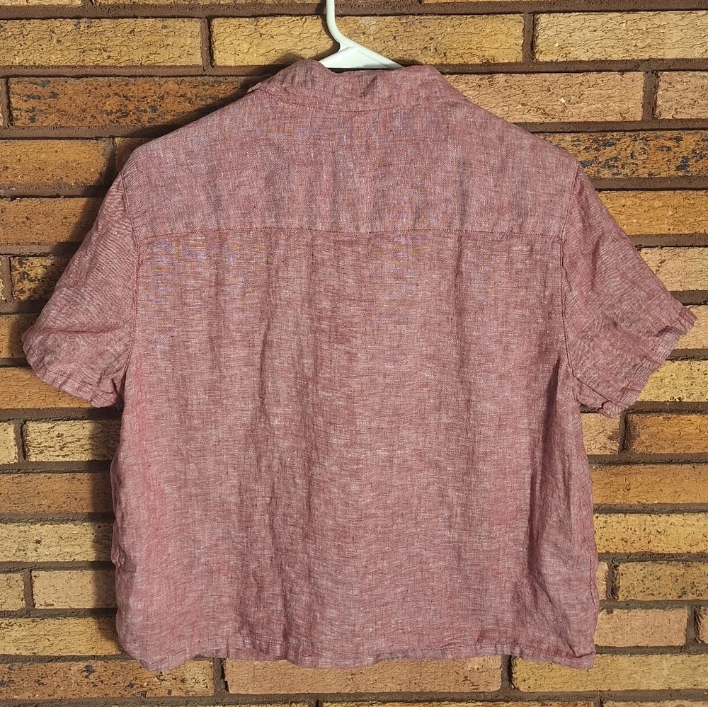 Rachel Zoe 100% Linen Medium Red Button Down Shirt - Picture 4 of 4